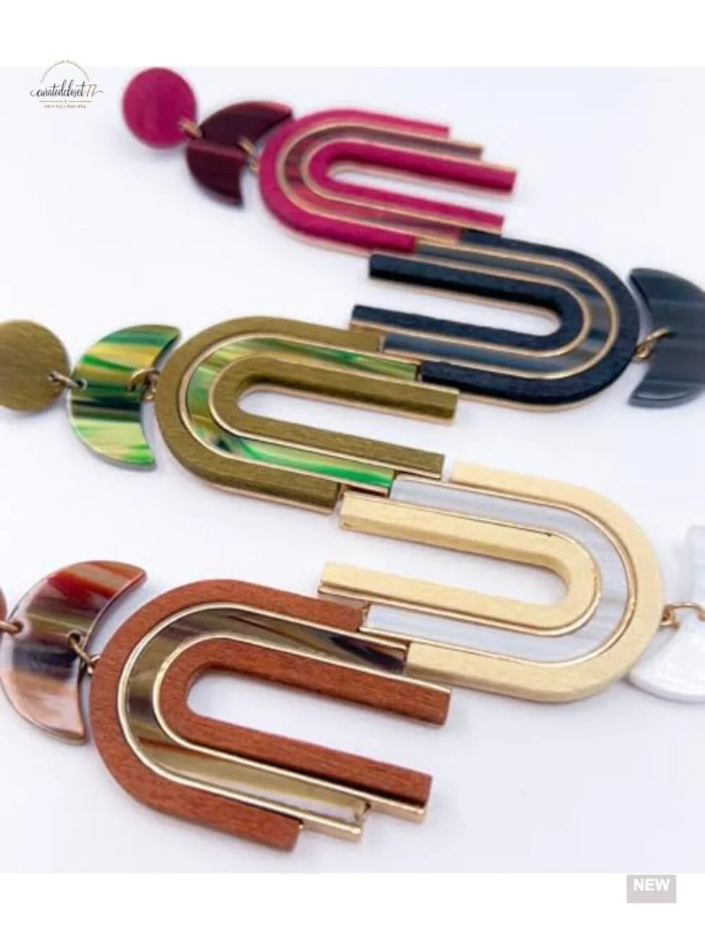 Natural Wooden Acrylic Boho Drop Dangle Earrings Geometric Statement